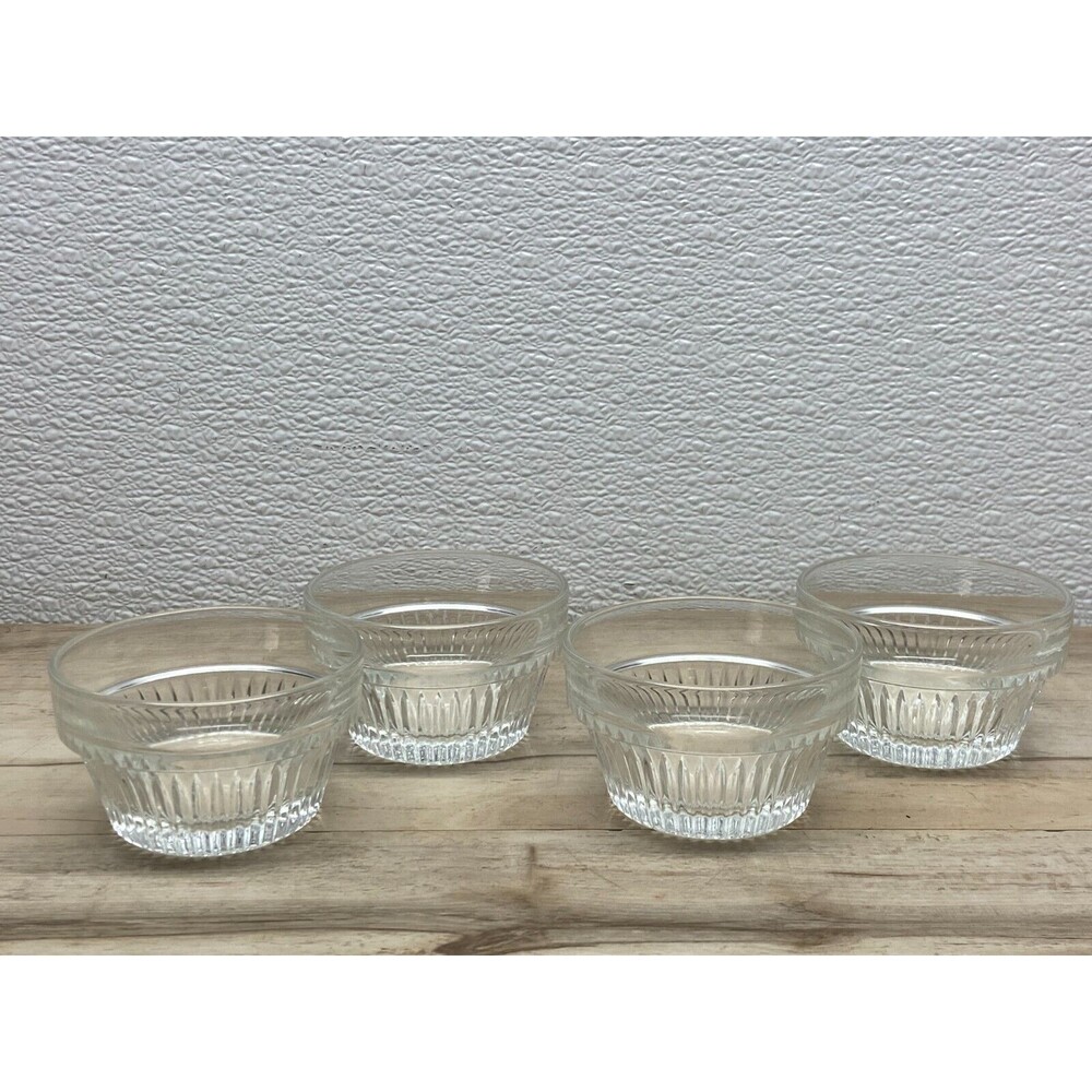 Vtg Libbey Clear Glass Duratuff Ramekings Dessert Bowls 5oz Set Of 4 Made In USA